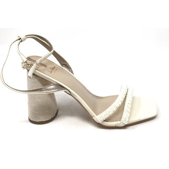 Sam Edelman Kia Beads Women's Size 9.5 Modern Ivory Ankle Strap Block Heels - Picture 5 of 7